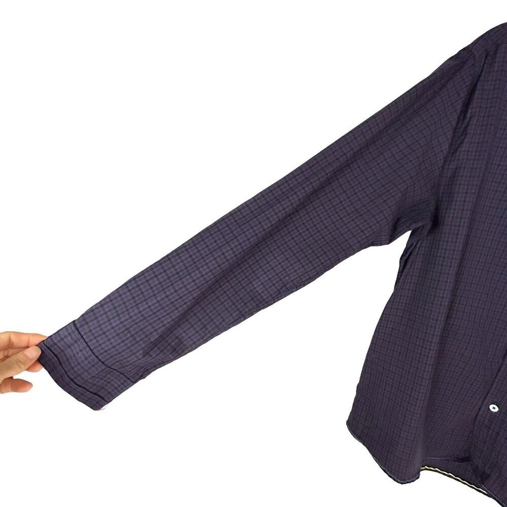 Descendant of Thieves Shirt Mens XL Purple Plaid Dres Ladro Button Down Casual - Picture 6 of 12